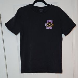 BORN X RAISED Black Tee with Purple and Yellow Logo